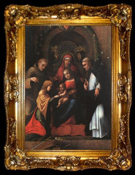 framed  CORNELISZ VAN OOSTSANEN, Jacob The Mystic Marriage of St. Catherine dfg, ta009-2